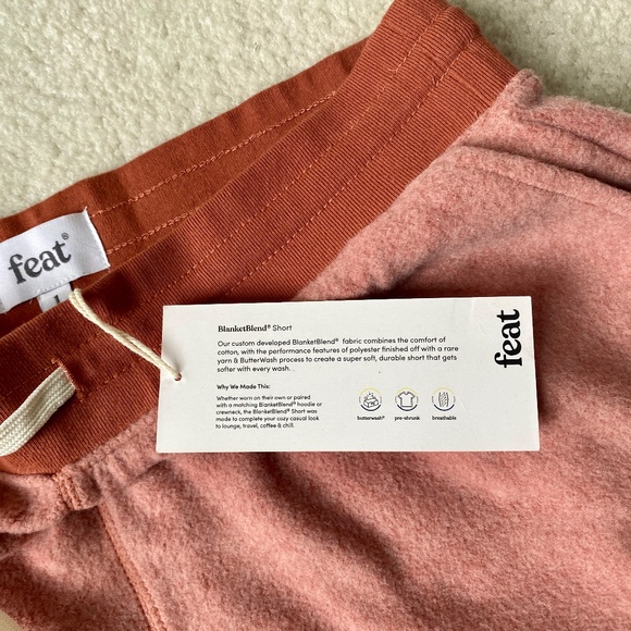 FEAT CLOTHING BlanketBlend Fleece Drawstring Lounge Shorts in Cayenne - Size S/1 - Picture 6 of 8